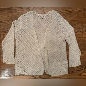 Sigrid Olsen Sport Open Knit Cardigan Sweater Neutral Beige Women’s 3X